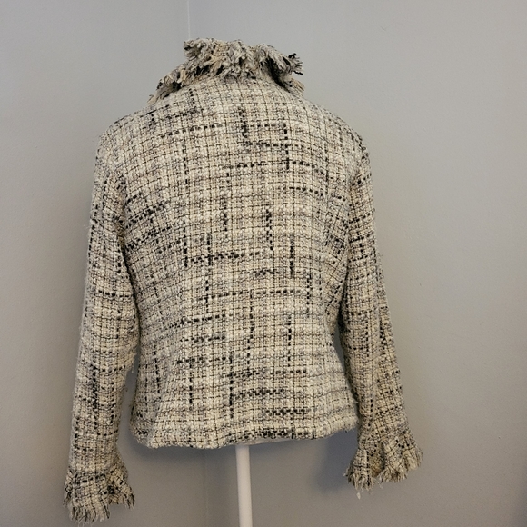 Anne Fontaine Jacket Tweed Fringe Glam Ruffle Cuff Sunny Afghan - Picture 2 of 16